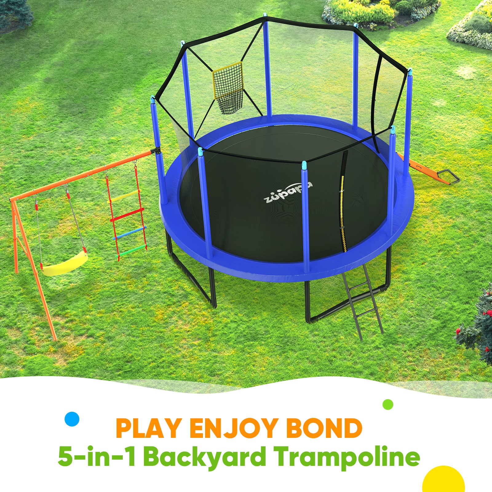 2024 Ultimate 5-in-1 Backyard 12FT Trampoline Adventure Park