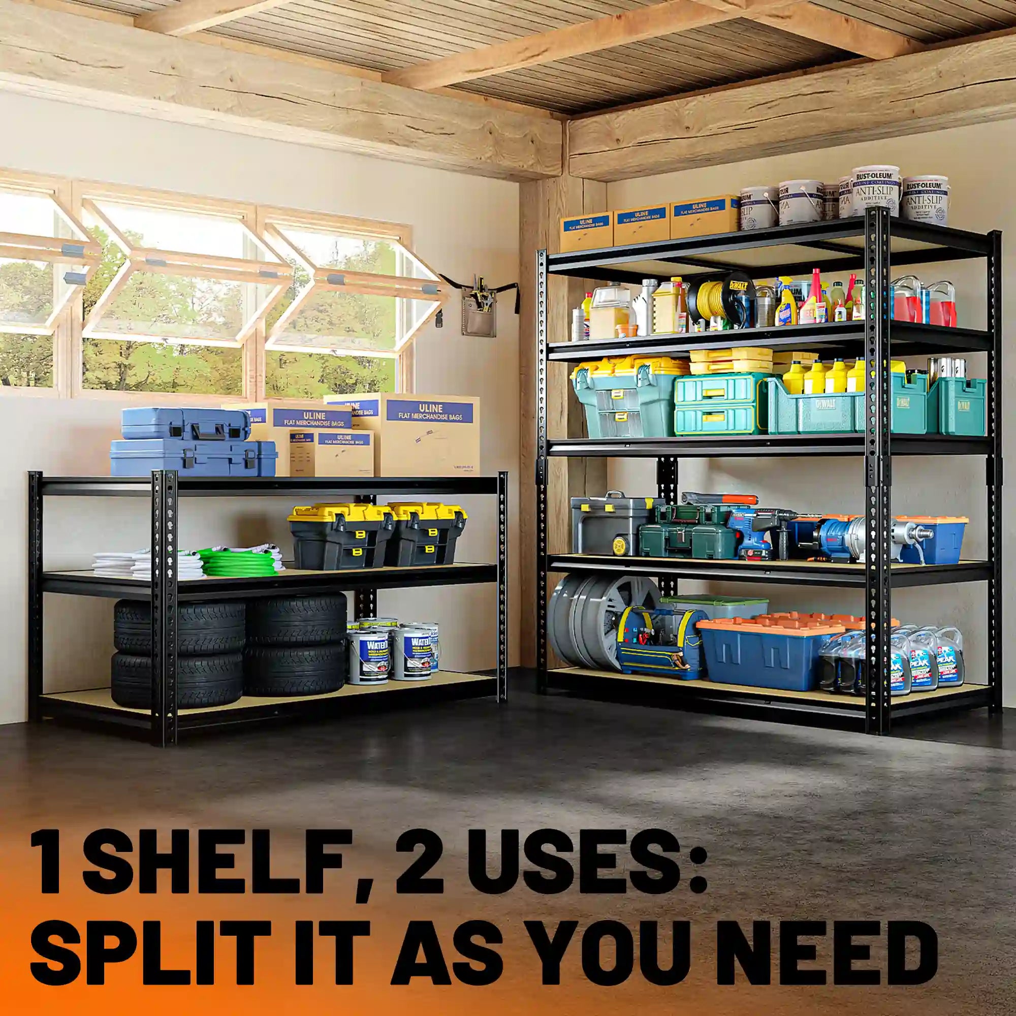 1 Shelf, 2 Uses: Split It As You Need#size_72"H*24"D*48"W