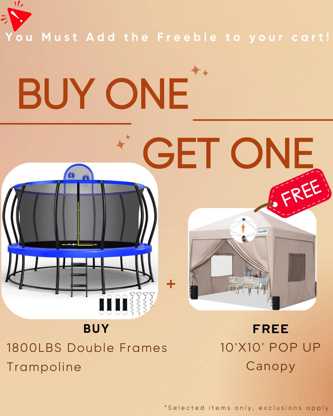 1800LBS Double Frames Trampoline