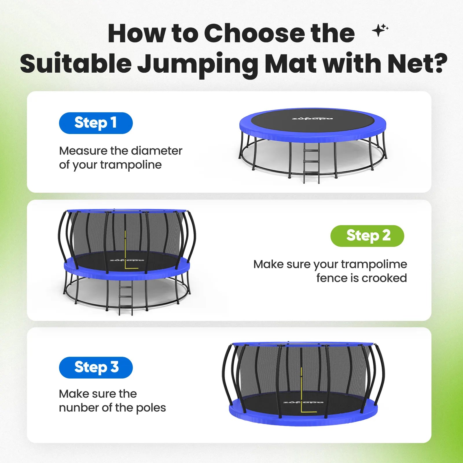 Double Frames Trampoline Jumping Mat with Net Replacement