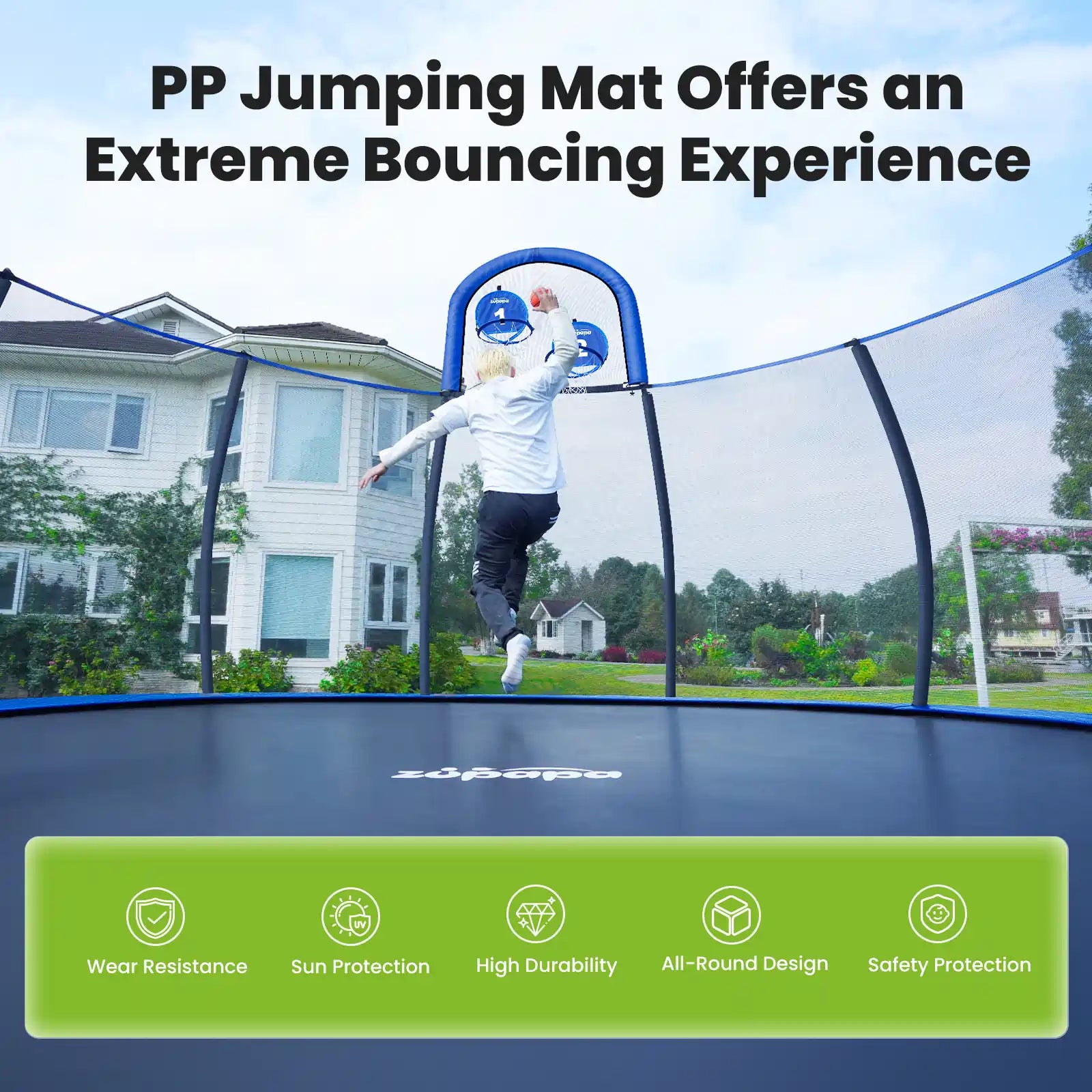 Double Frames Trampoline Jumping Mat with Net Replacement