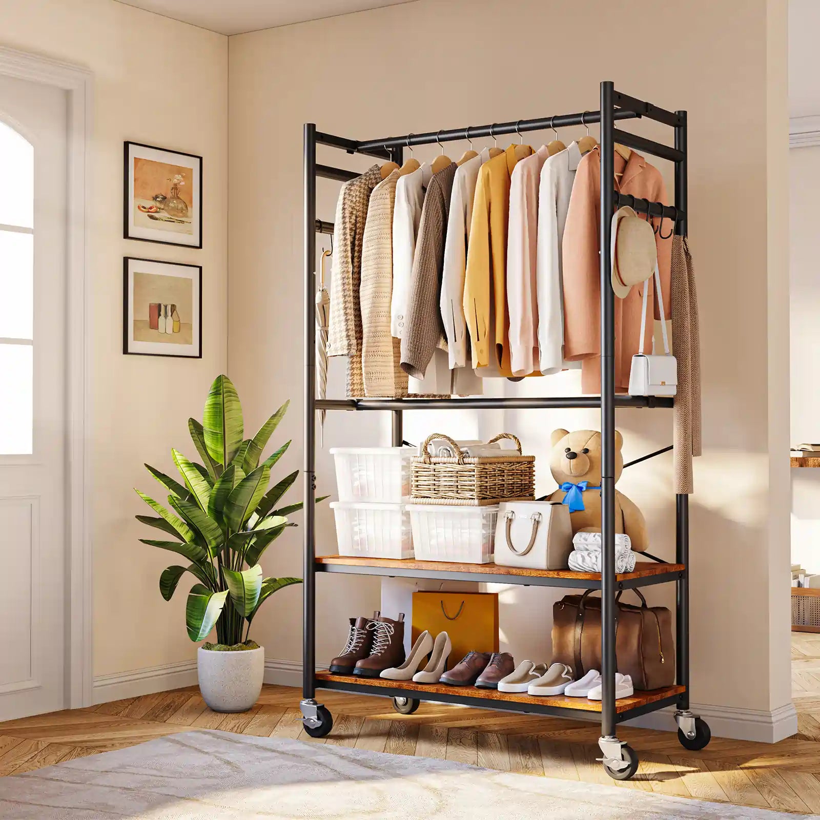 MaxLead 450LBS Heavy Duty Rolling Garment Rack