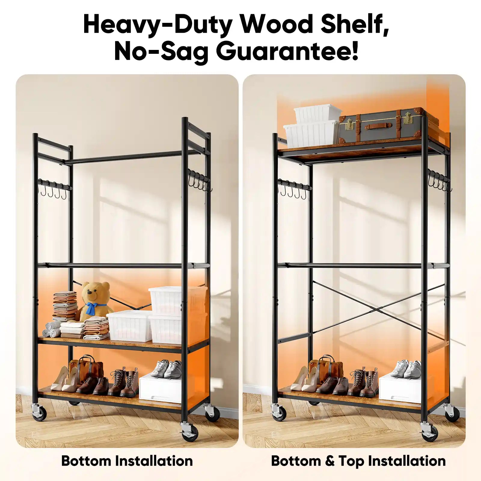 MaxLead 450LBS Heavy Duty Rolling Garment Rack