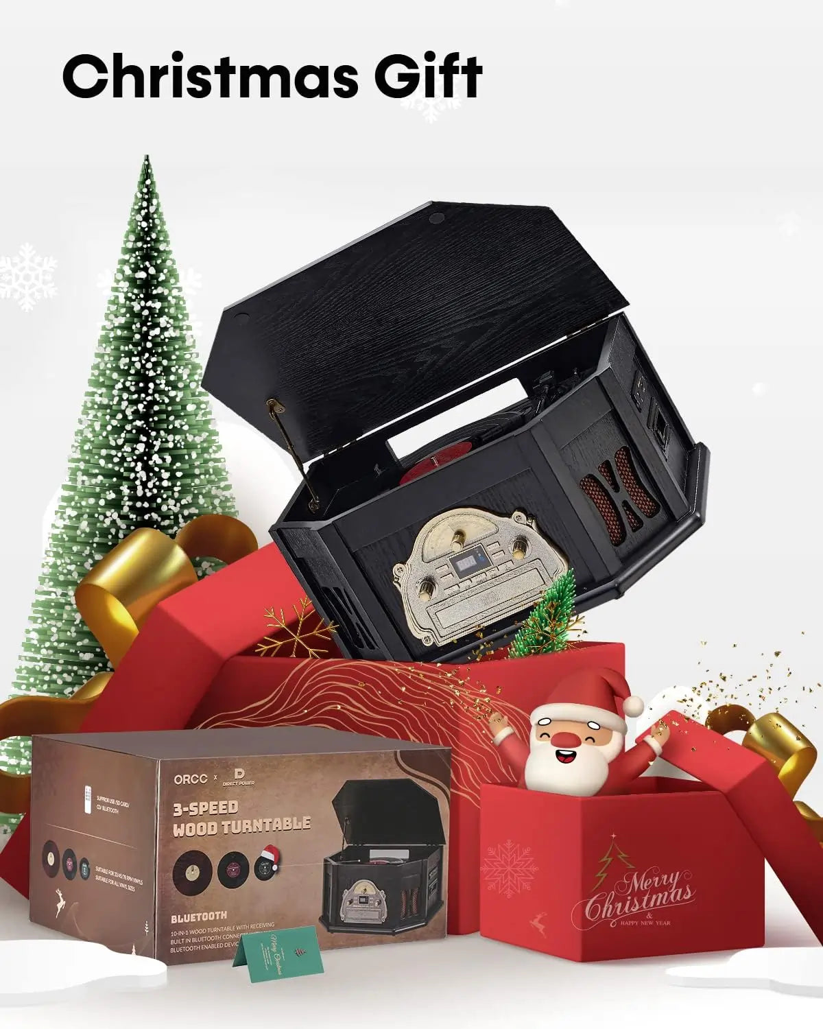 Christmas gift with a record player#color_black