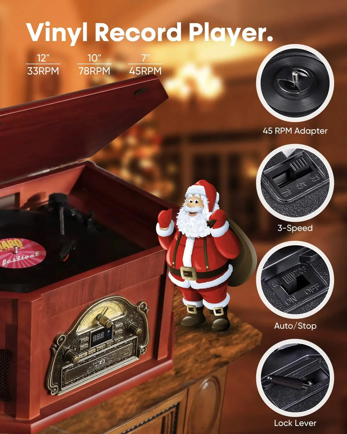 Nostalgic Turntable for Vinyl Record#color_espresso