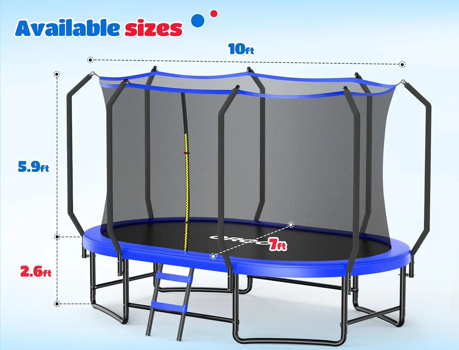ORCC by MaxLead 1200LBS Oval Outdoor Trampoline with Safety Net