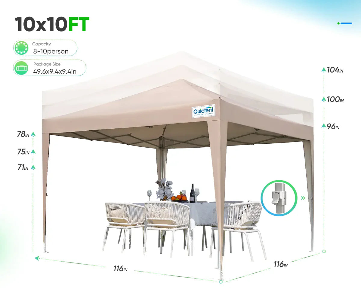 Privacy 10' x 10' Pop Up Canopy with Sides-Beige