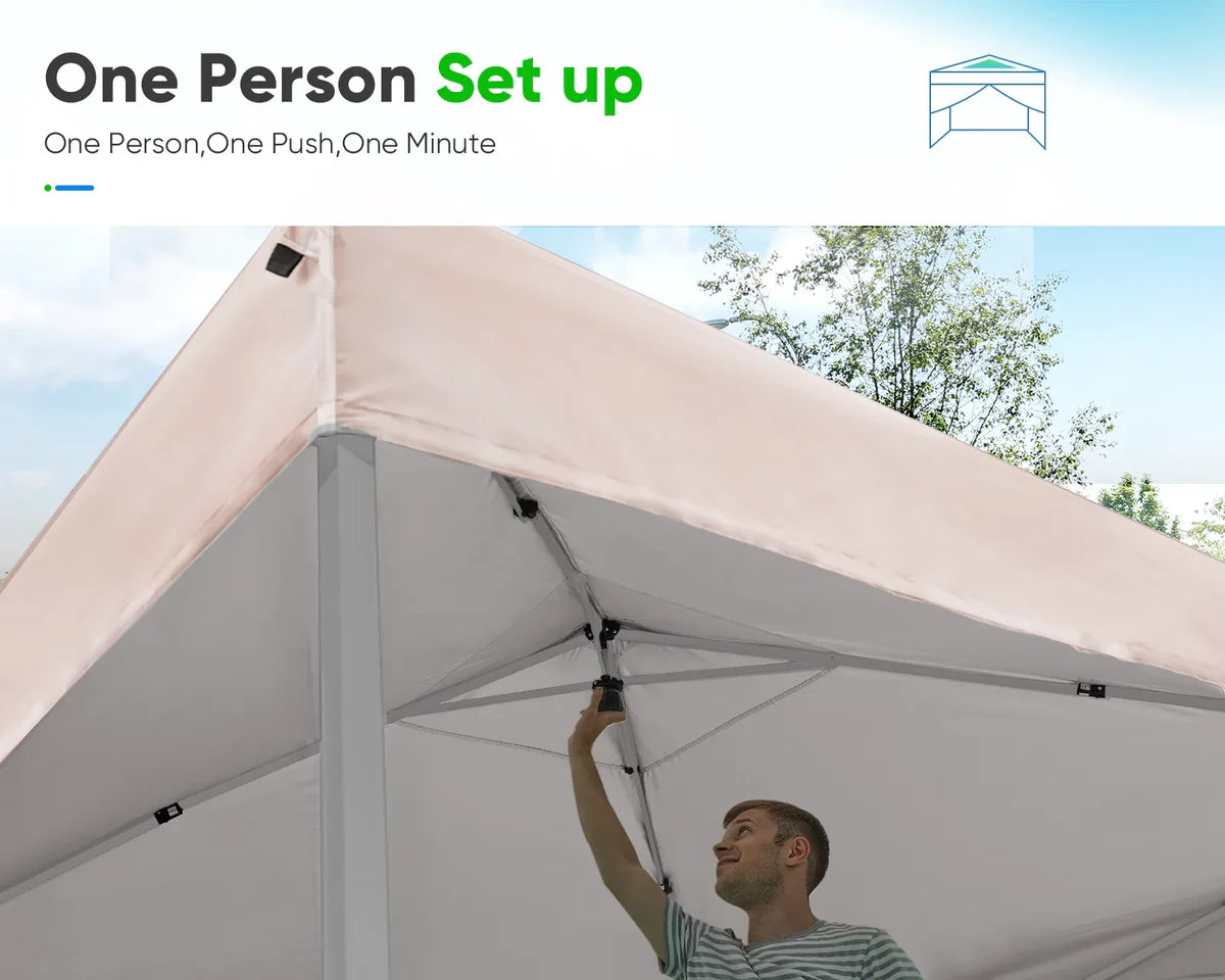 Privacy 10' x 10' Pop Up Canopy with Sides-Beige