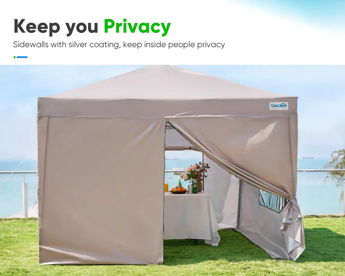 Privacy 10' x 10' Pop Up Canopy with Sides-Beige