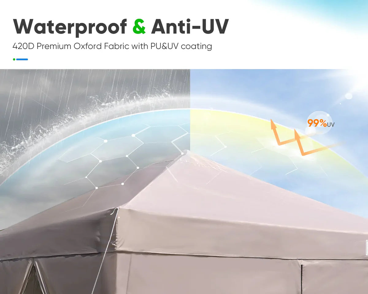 Privacy 10' x 10' Pop Up Canopy with Sides-Beige
