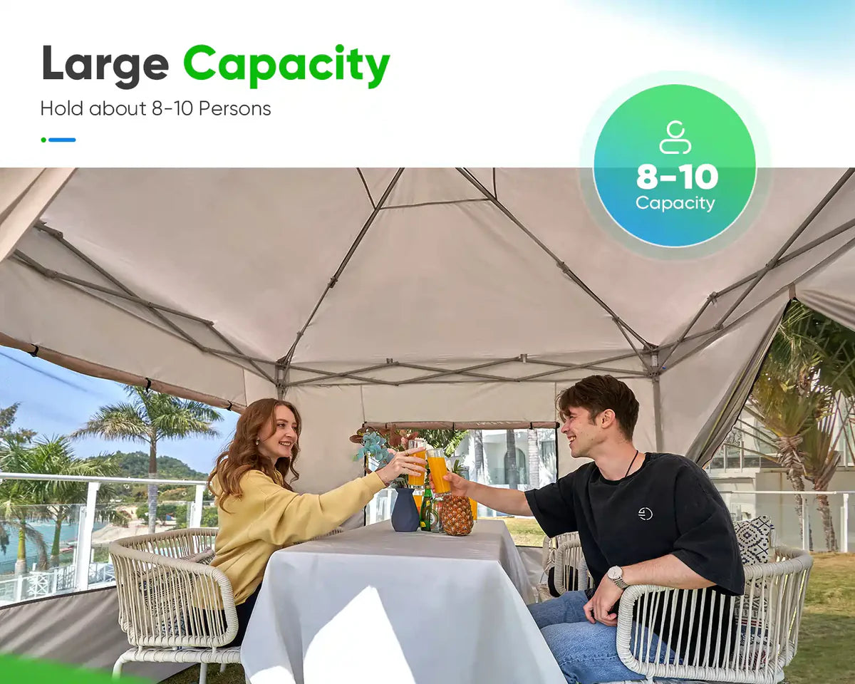 Privacy 10' x 10' Pop Up Canopy with Sides-Beige
