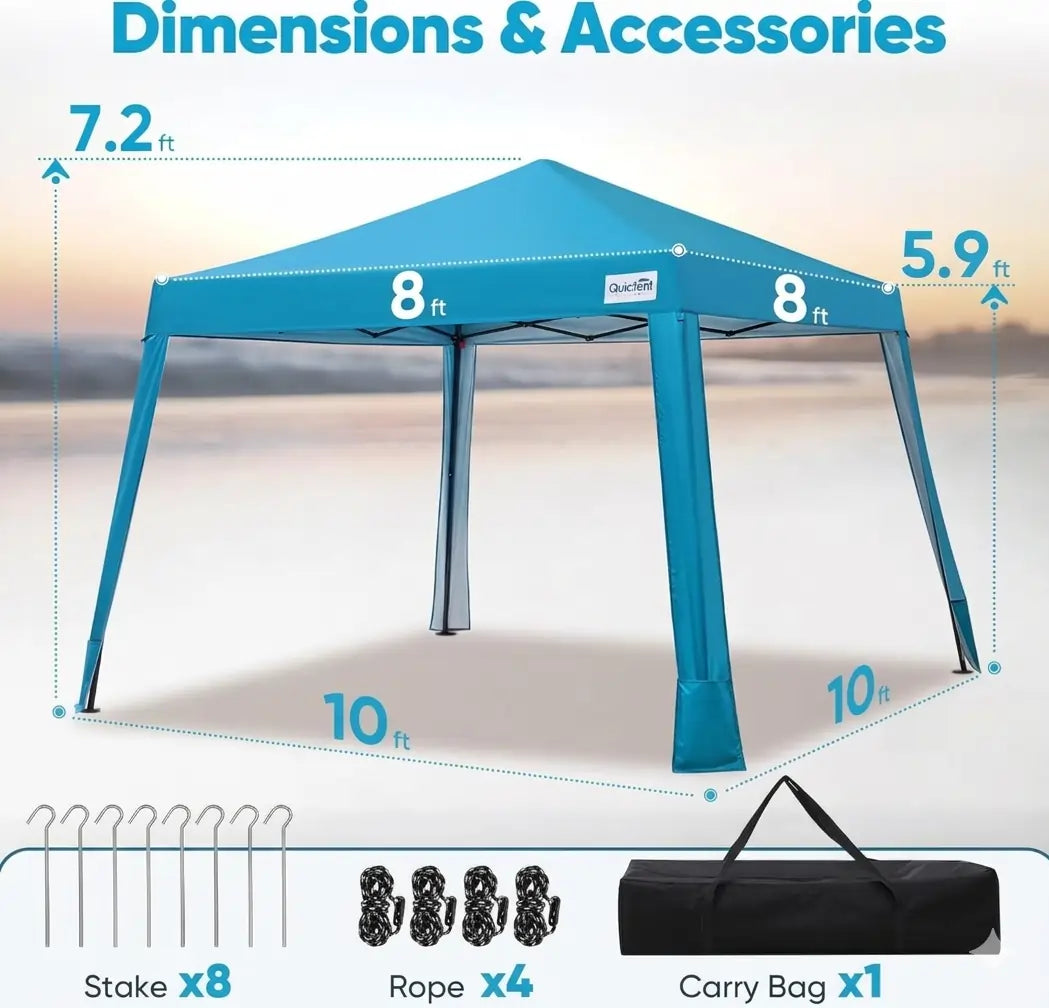 Blue pop-up canopy tent with dimensions#color_Blue