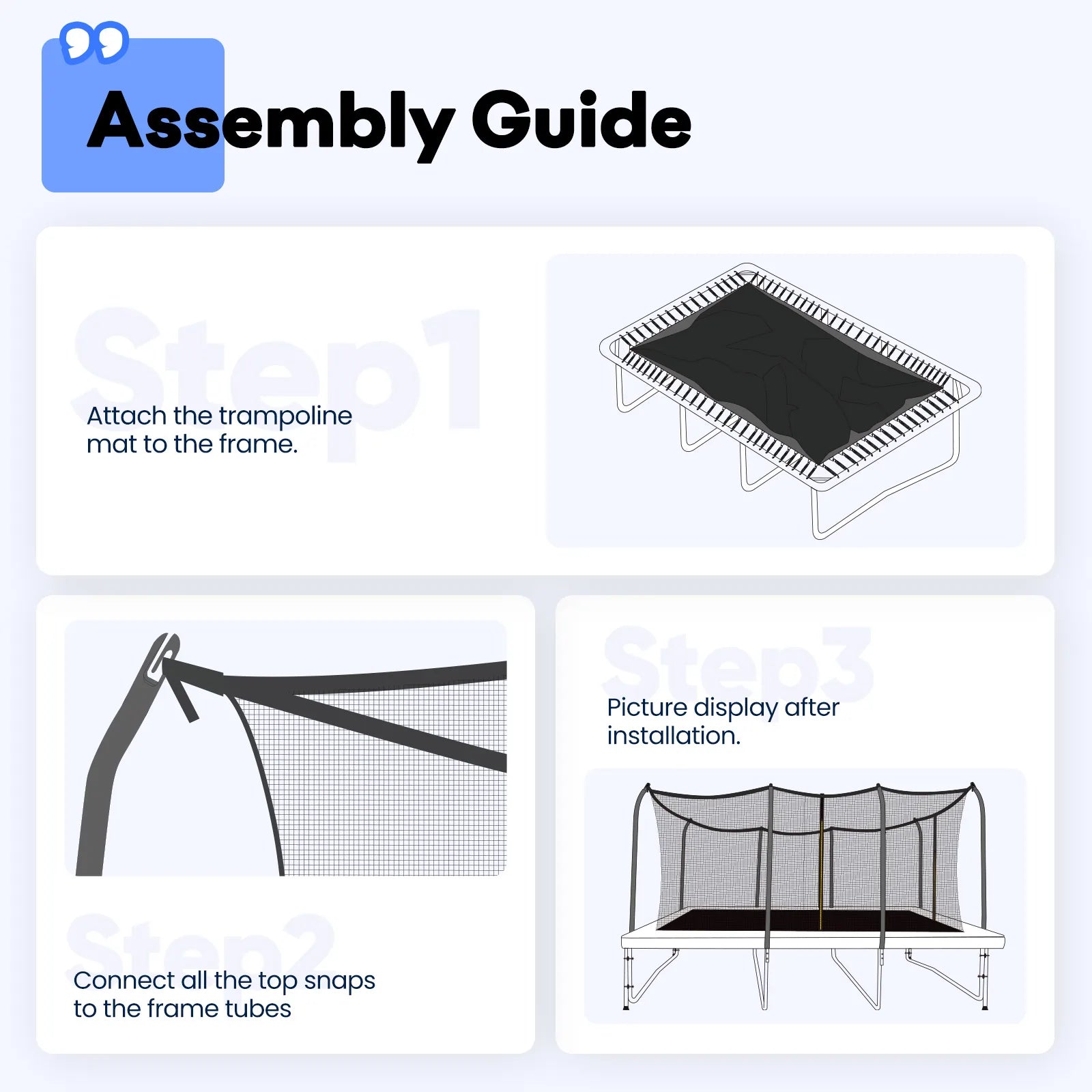 Rectangular Trampoline Jumping Mat with Net Replacement