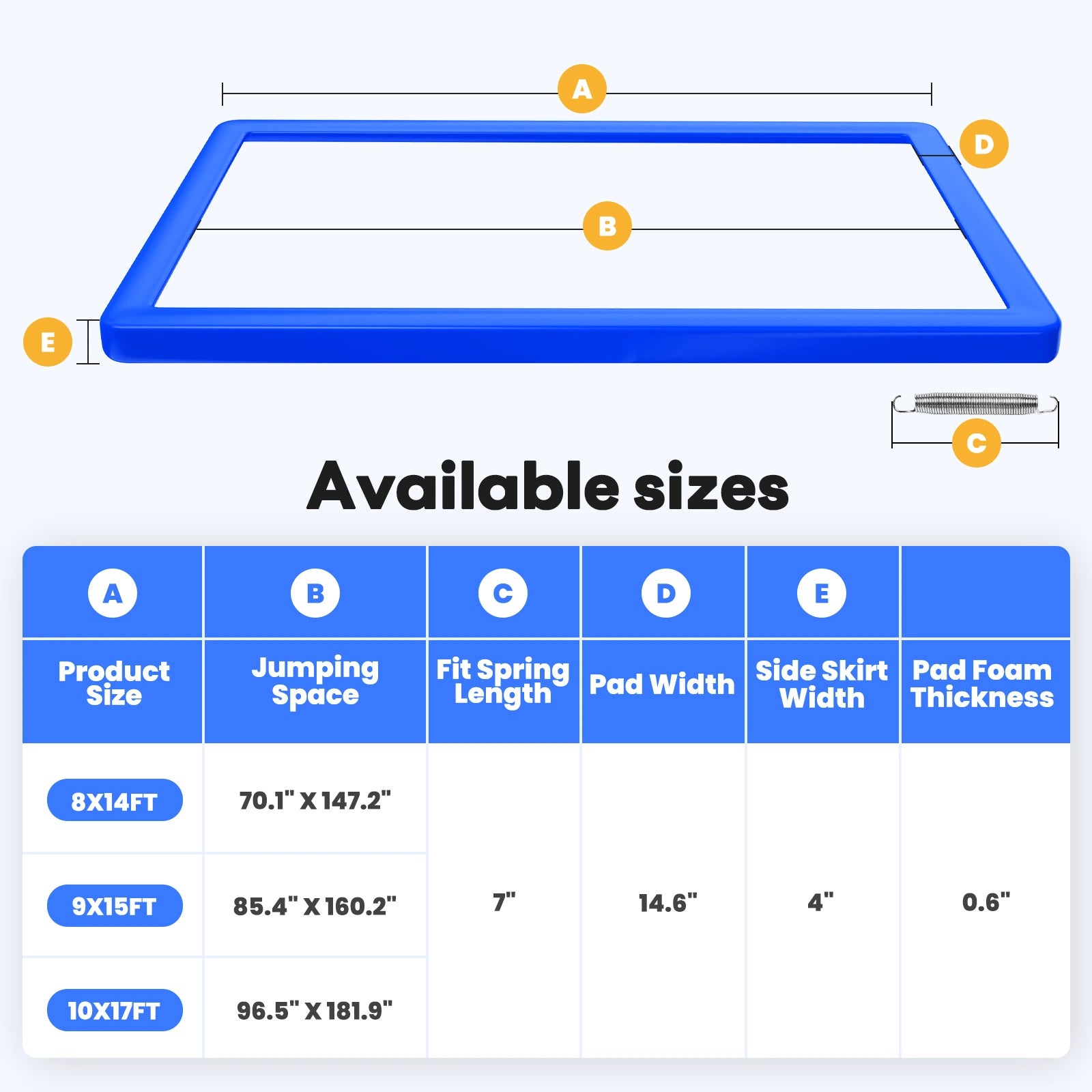 Rectangular Trampoline Pad Replacement
