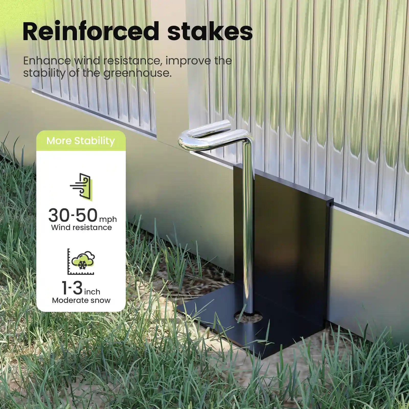 Reinforced stakes to improve the stability of the greenhouse#size_6X8X6ft-Silver