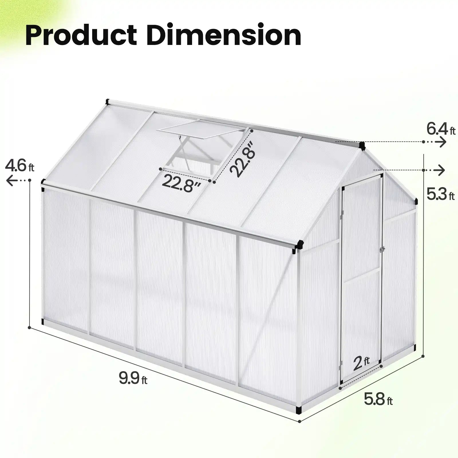 Walk-In Polycarbonate Greenhouse 6X10X6ft Silver Size#size_6X10X6ft-Silver