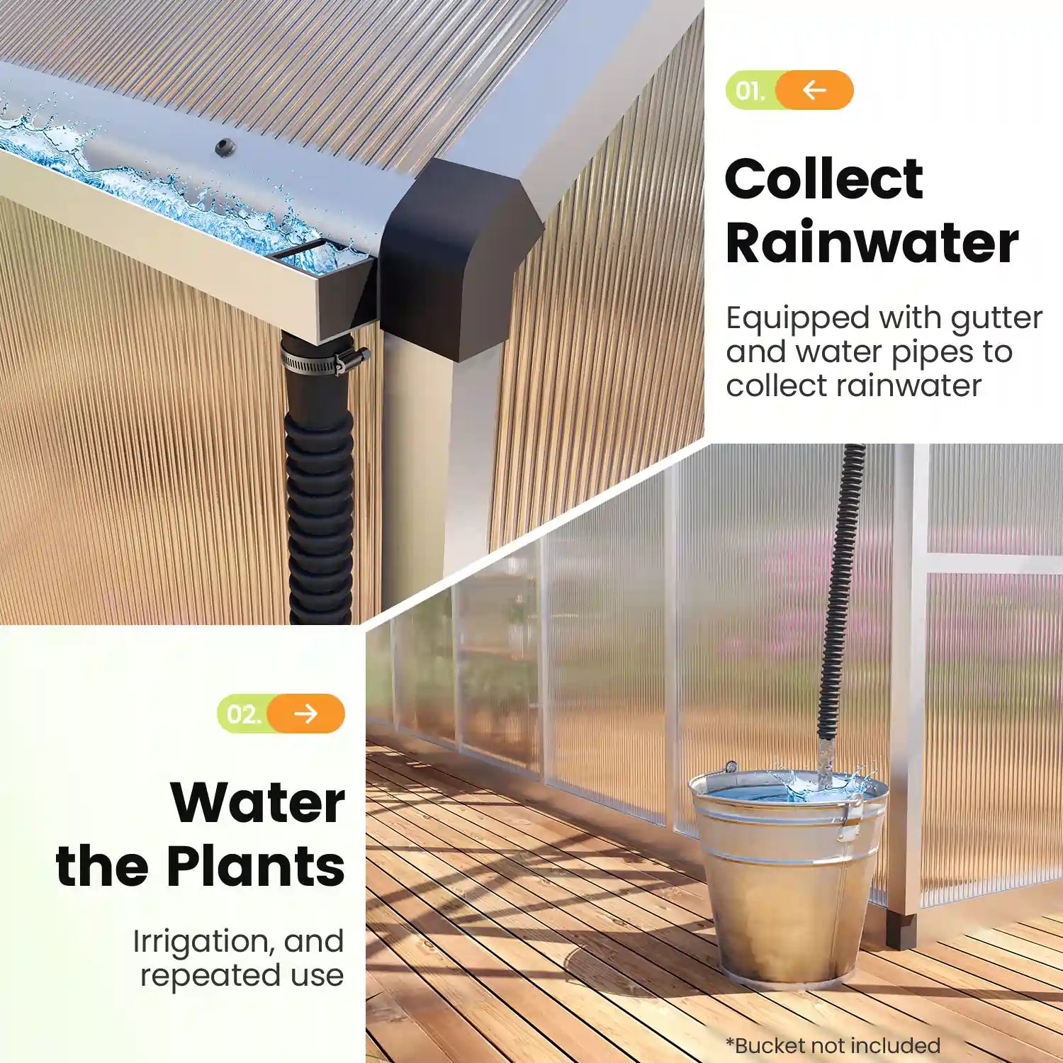 KING BIRD Walk-in Polycarbonate Greenhouse with Roof Vent | Zupapa