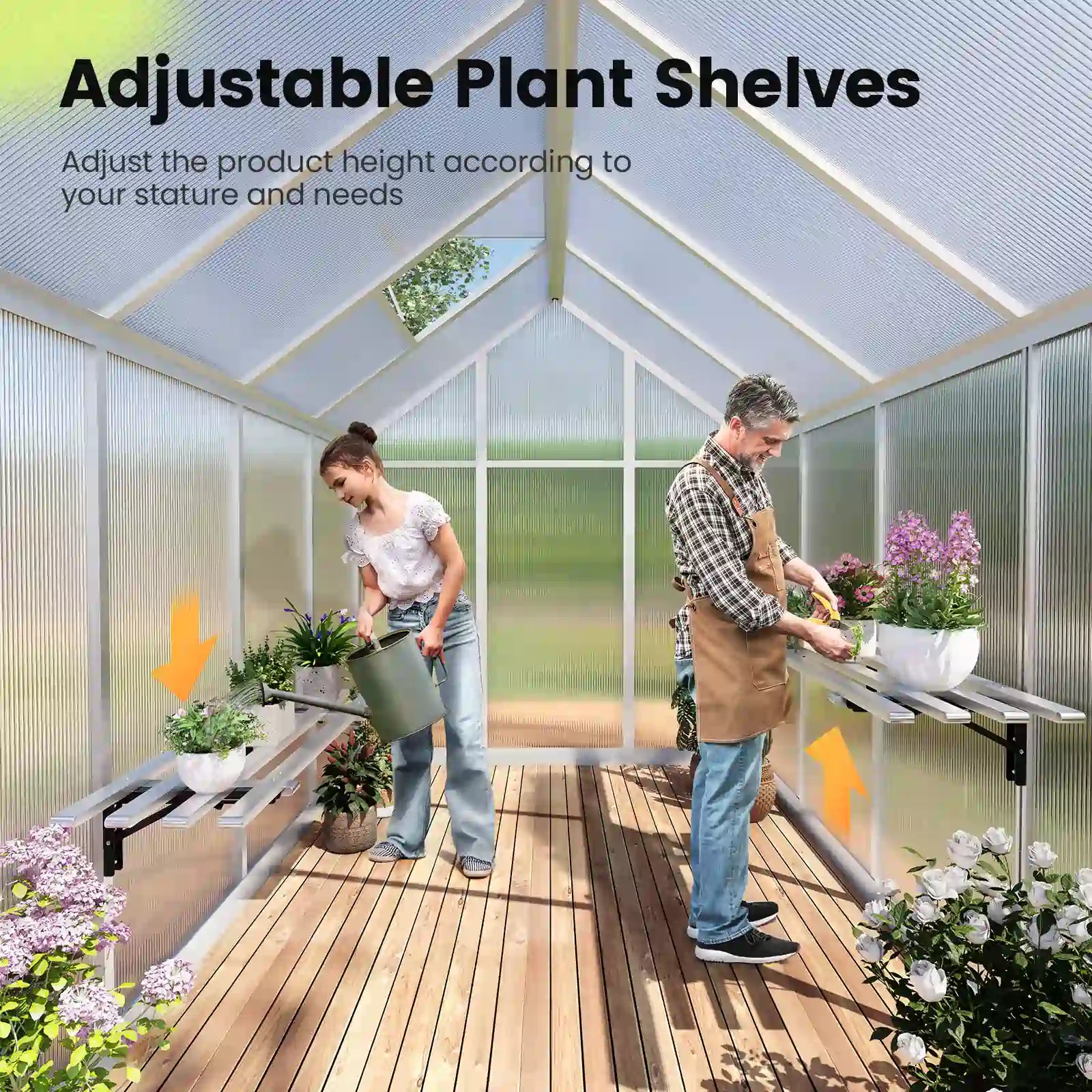 KING BIRD Walk-in Polycarbonate Greenhouse with Roof Vent | Zupapa