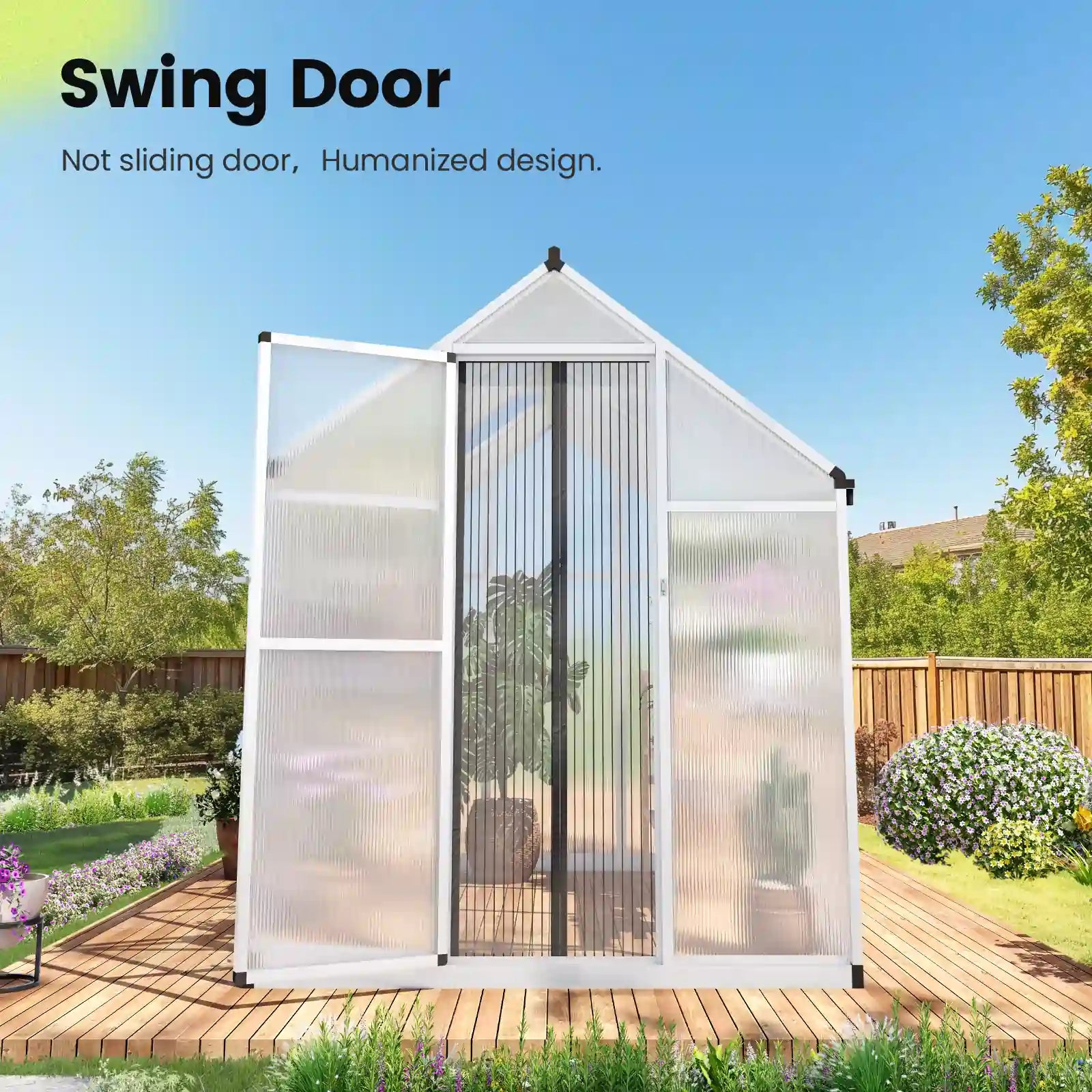 KING BIRD Walk-in Polycarbonate Greenhouse with Roof Vent | Zupapa