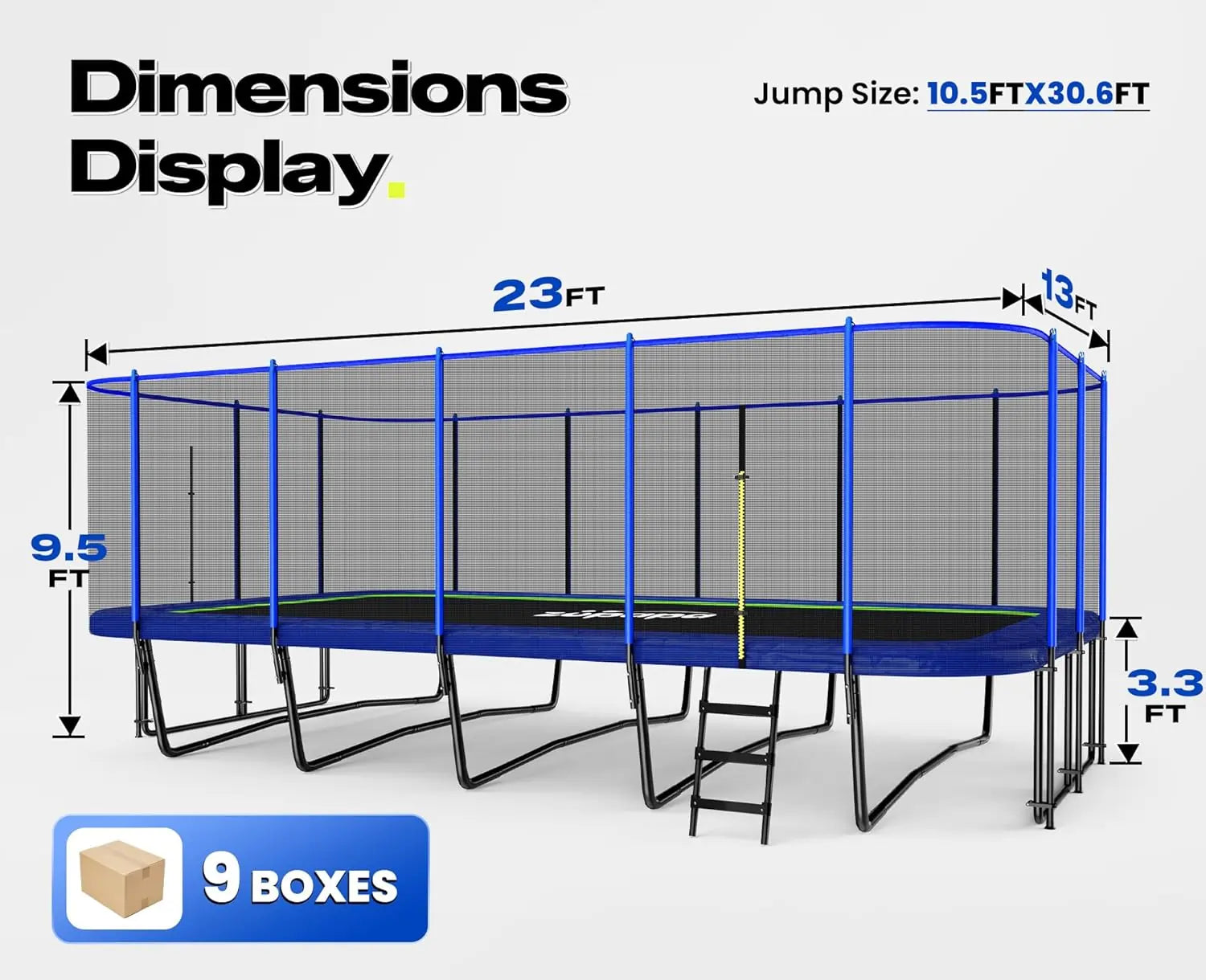 Zupapa 1800LBS/2500LBS Rectangular Trampoline