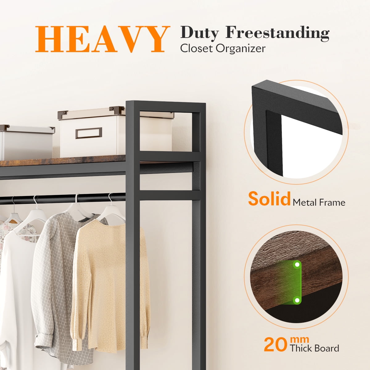 600LBS Heavy Duty Clothing Rack with Shelves