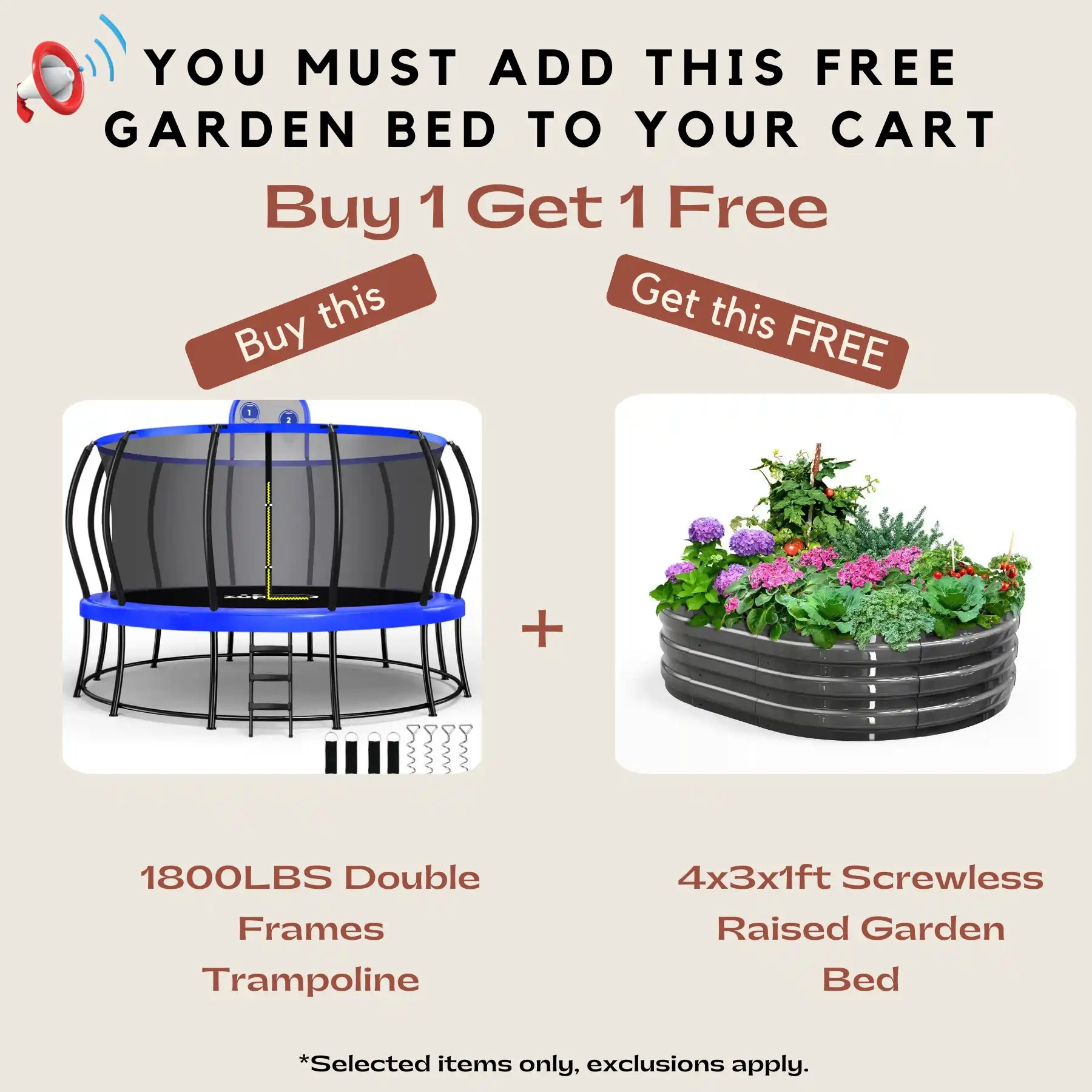 1800LBS Double Frames Trampoline