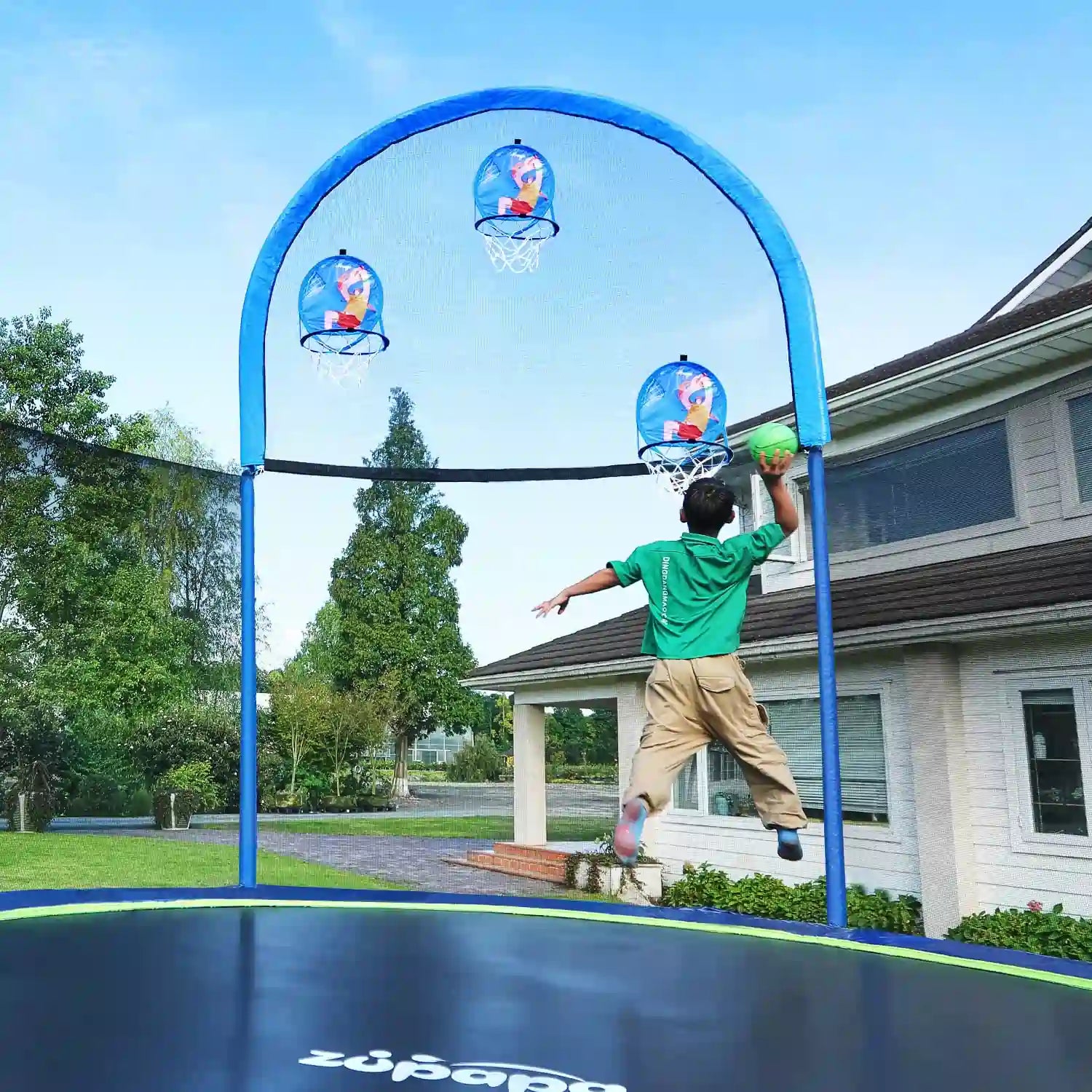 2023 Saffun Outdoor Trampoline with Basketball Hoops Zupapa