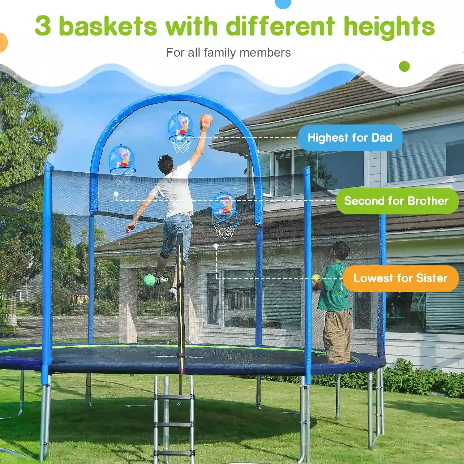Saffun Outdoor Trampoline with Basketball Hoops Zupapa®