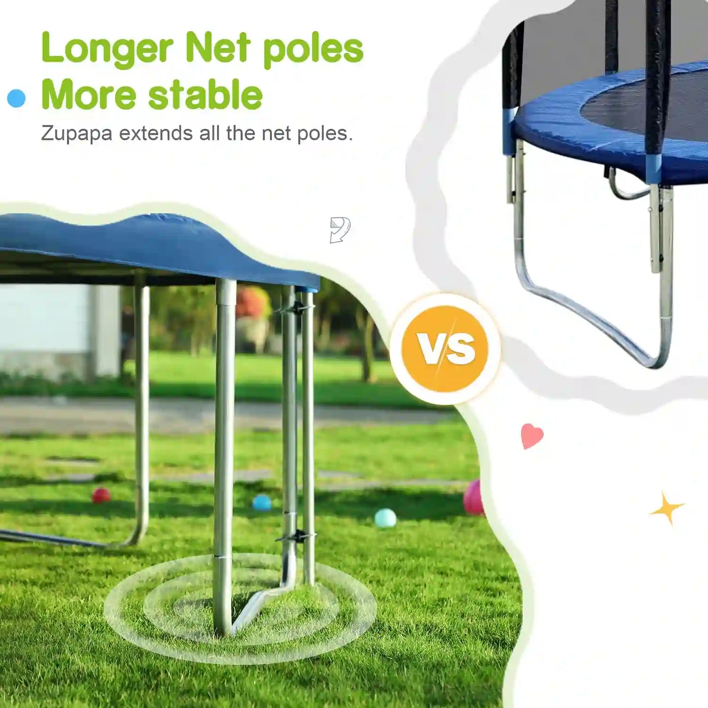 trampoline longer net poles