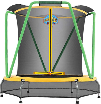 green and yellow trampoline