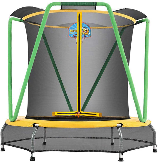 green and yellow trampoline