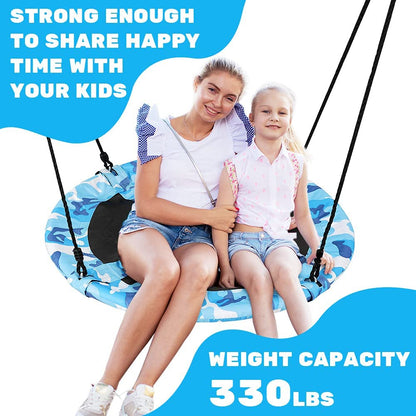 330 LBS Detachable Saucer Tree Swing - Both for Adults and Kids