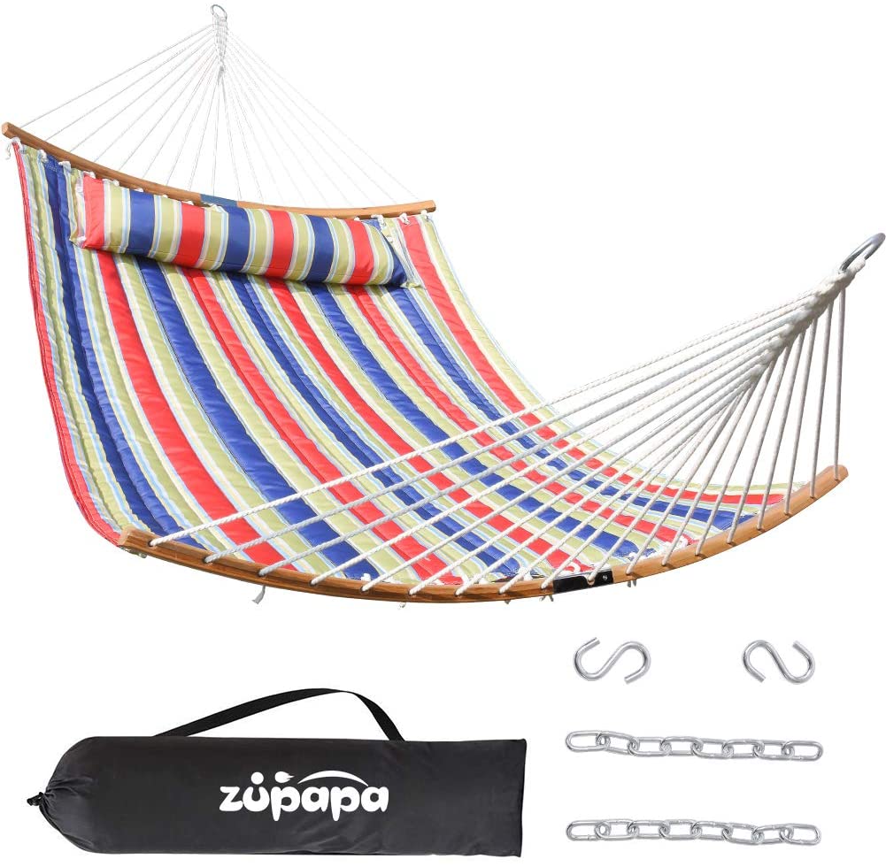 Portable Quilted Hammock - Blue Red Strips