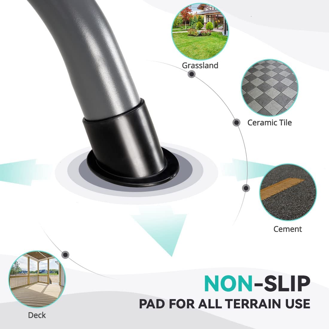 3-Seat Canopy Swing - Non Slip Pad for All Terrain Use