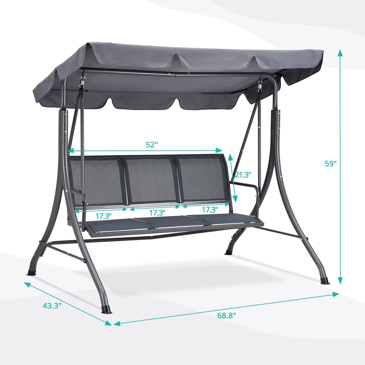 3-Seat Canopy Swing Size