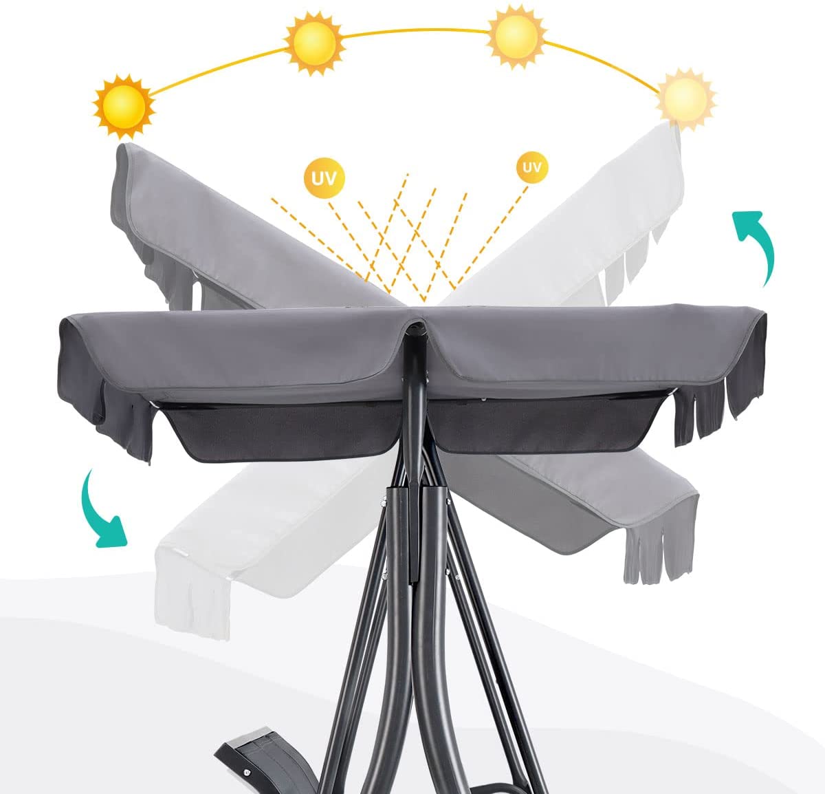 3-Seat Canopy Swing - Ideal for Both Sunny Days and Rainy Days