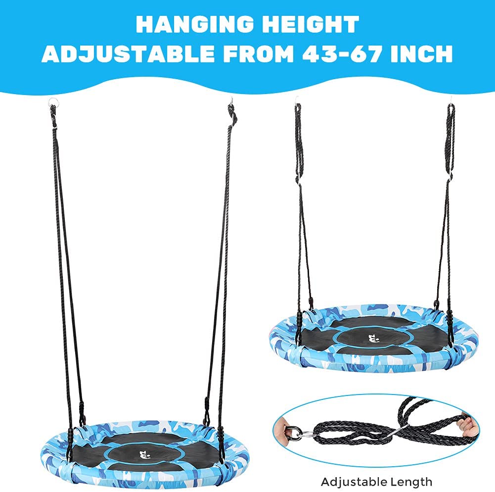 330 LBS Detachable Saucer Tree Swing - Adjustable Height