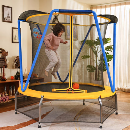 kids jump on indoor trampoline