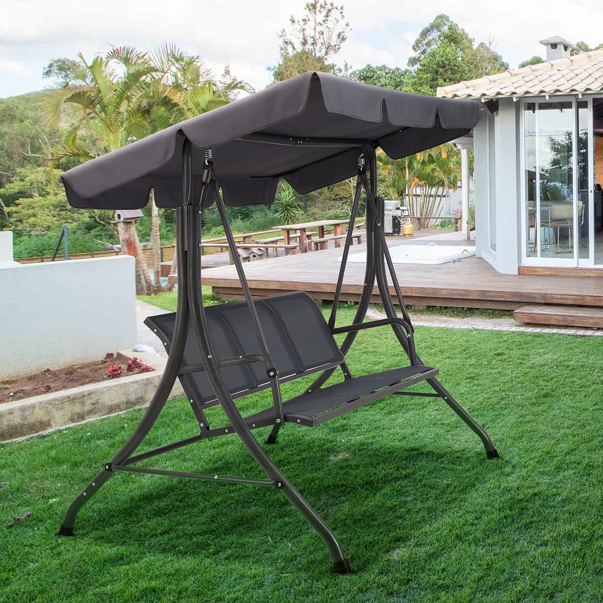 3-Seat Canopy Swing Backyard Use