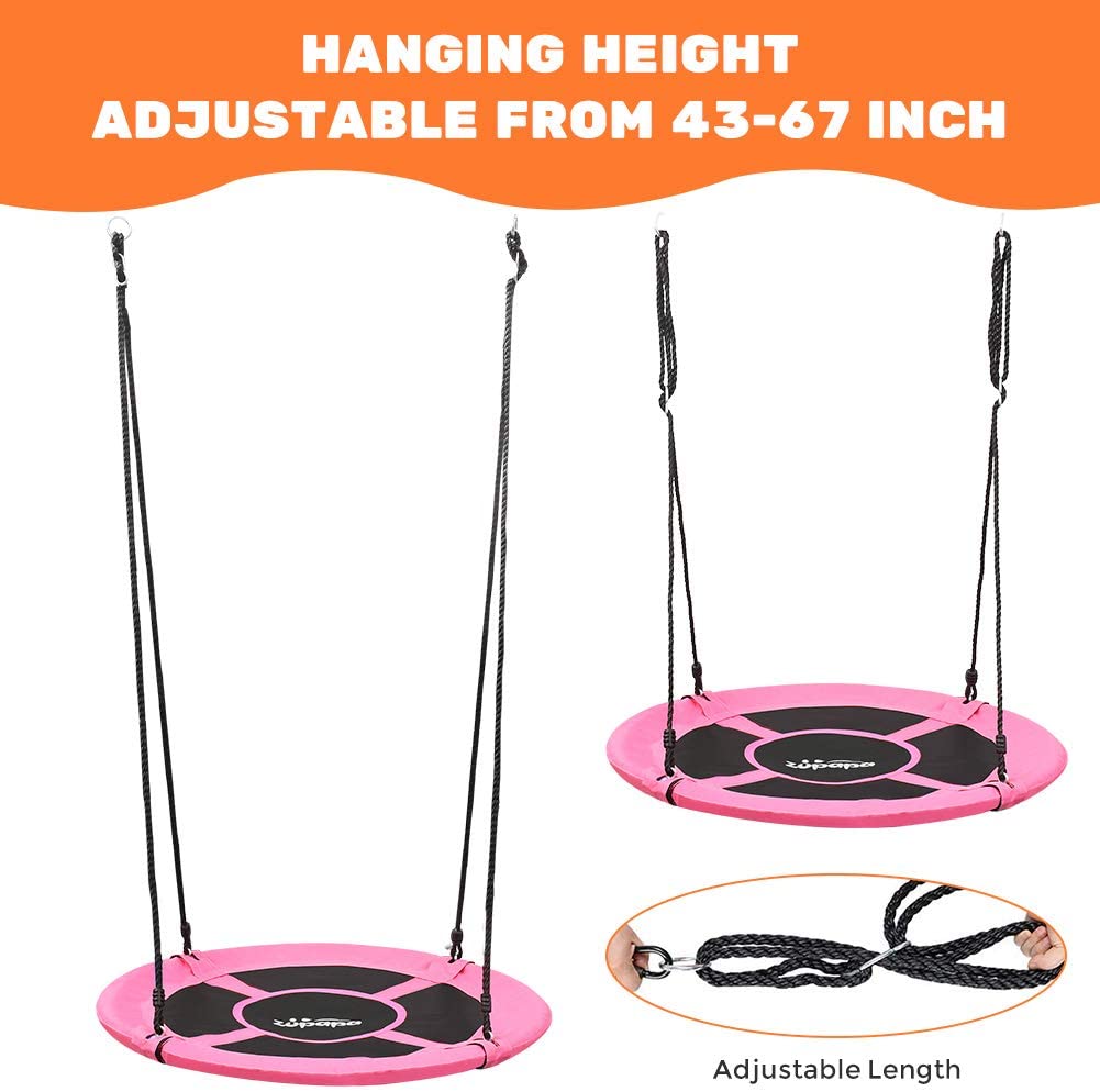 330 LBS Detachable Saucer Tree Swing - Rose Pink