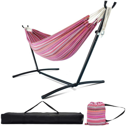 Double Hammock with Stand - Red Stripes